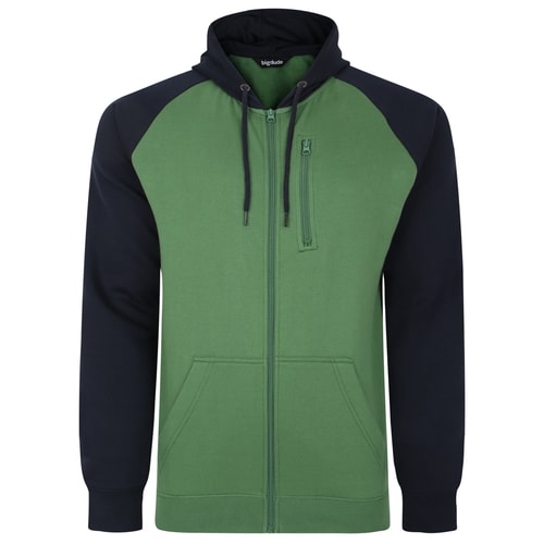 Bigdude Contrast Raglan Full Zip Hoody Deep Green/Navy